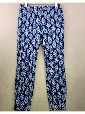 Lilly Pulitzer Keliani Stretch Pants 10 High Tide Navy Preppy Festival Vibrant